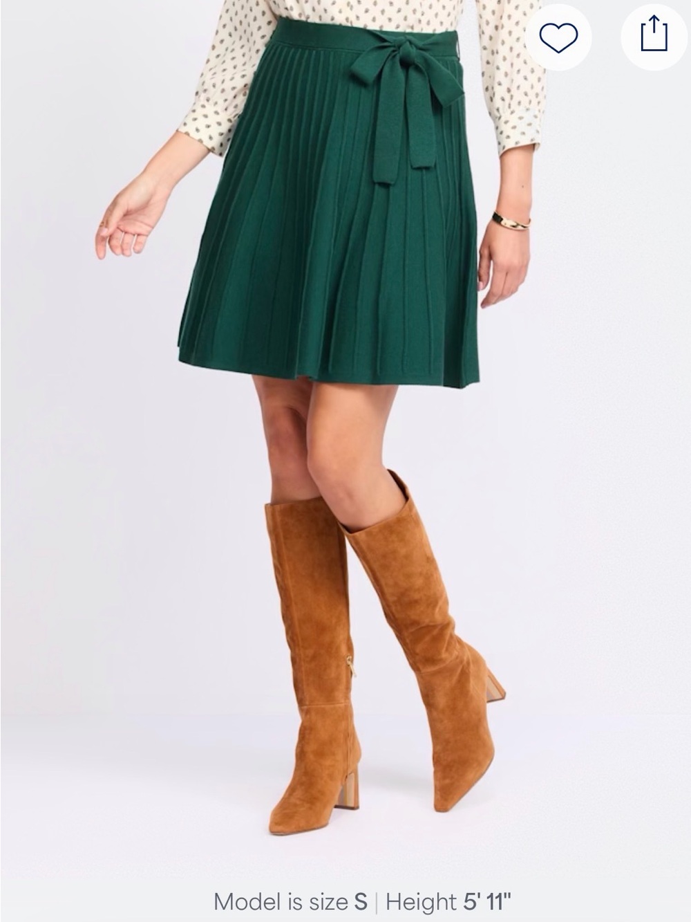 41 Hawthorn Emerald Green Pleated Mini Skirt with Waist Tie